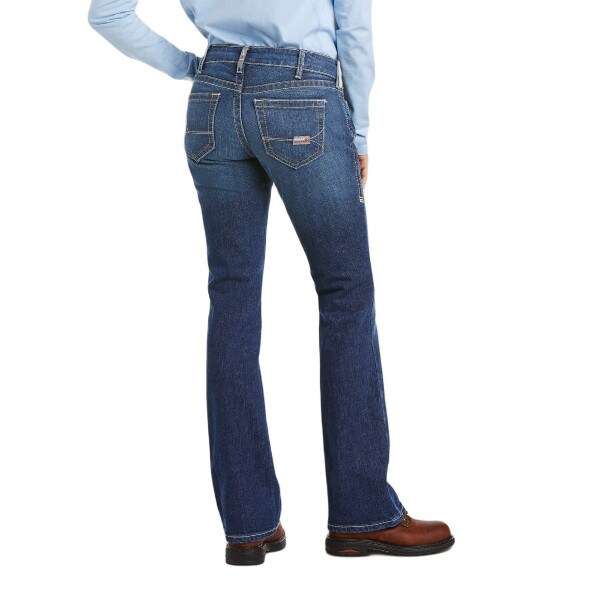 Women's Ariat FR Mid Rise Boot Cut Jean in Blue Quartz
